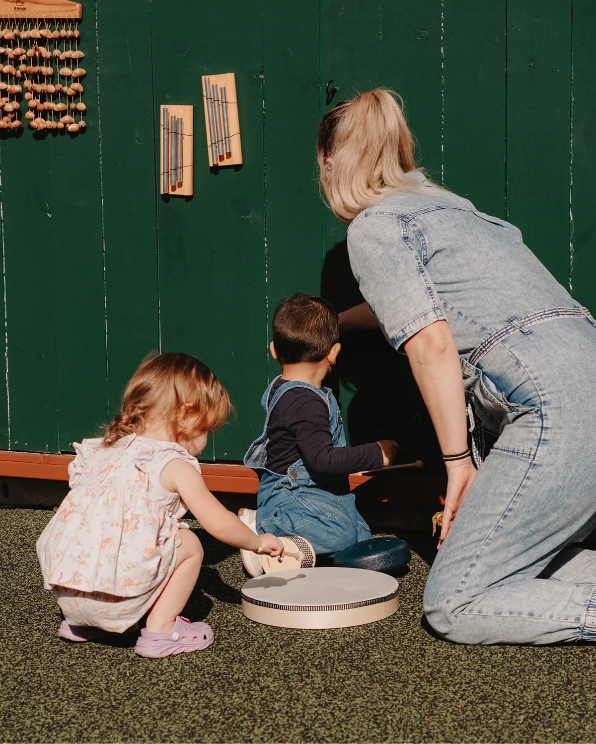 Toddlers exploring practical life activities
