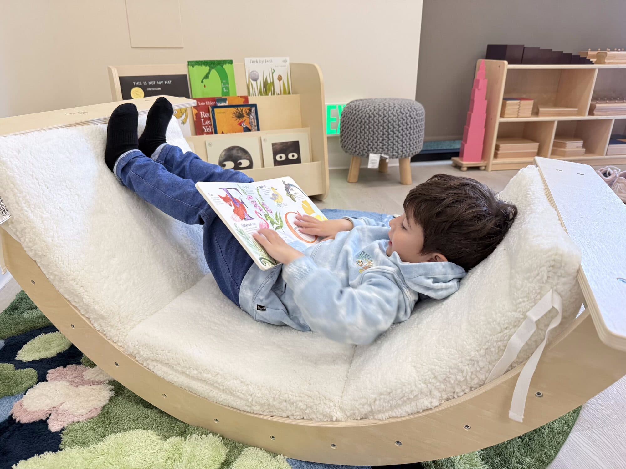 Child engaged in Montessori work at Ohana